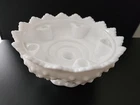 Vintage Fenton Hobnail Milk Glass 6-Candle Holder Footed Scalloped Signed