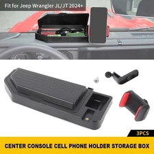 Interior Center Dash Tray Storage Box Phone Holder for Jeep Wrangler JL JT 2024+