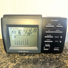 RadioShack Talking Digital Alarm Clock w/ Calendar  Snooze, Black/Gray