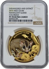 2015 Niue $100 Mahogany Glider 1 oz Gold Colorized Coin NGC PF 70 UC 150 Minted