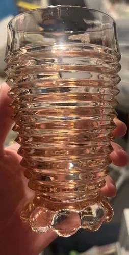 Anchor Hocking Manhattan Pink Depression Glass Footed Tumbler