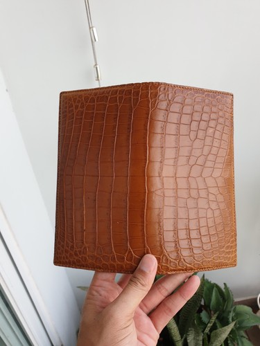 Brown Doubeside Genuine EXOTIC Body Leather Skin Men's Long Wallets-Handmade - Picture 4 of 11