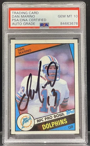 Dan Marino Signed 1984 Topps Rookie Card Miami Dolphins Gem 10 Auto PSA/DNA Slab