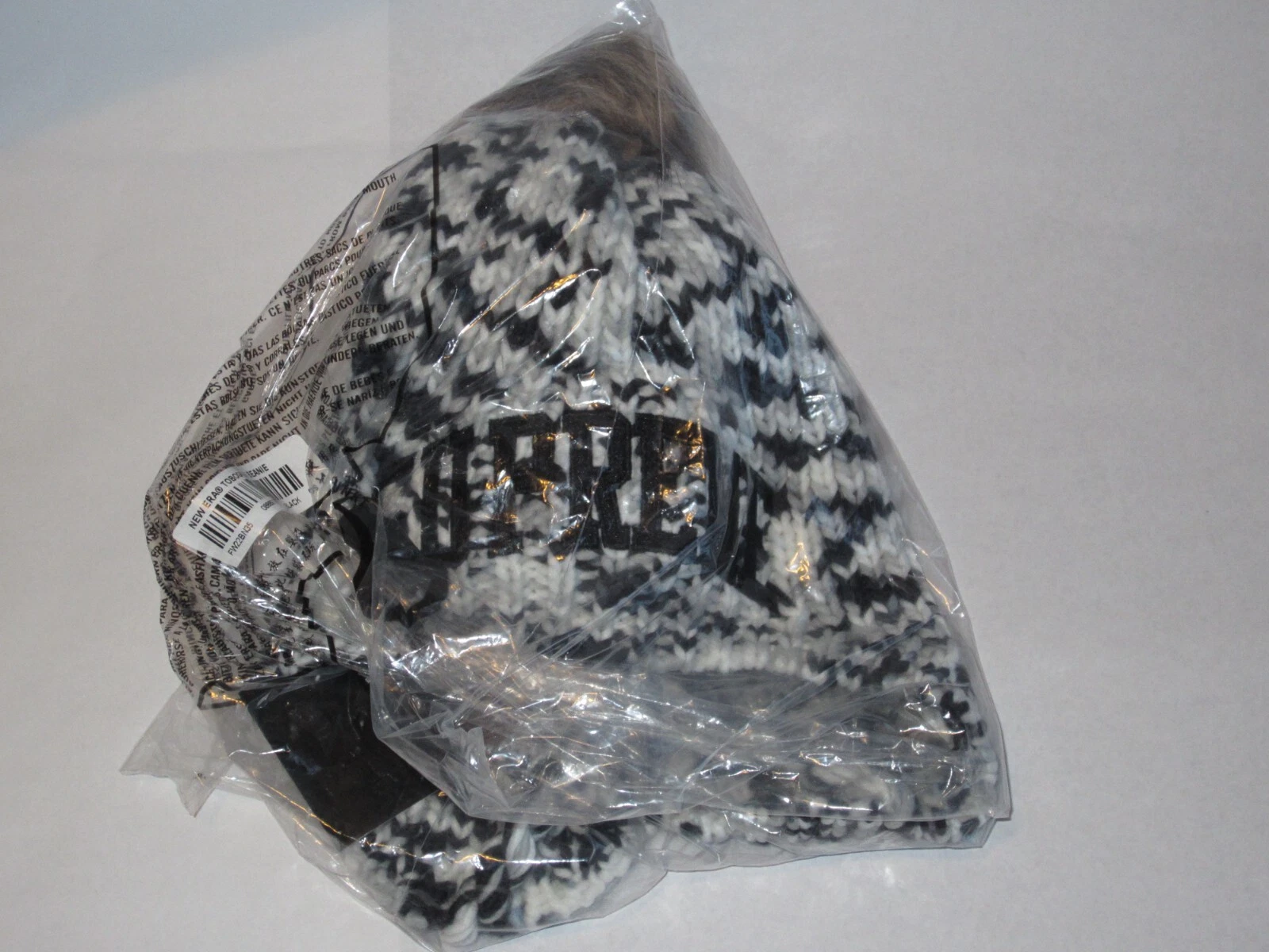 Casquette chapeau d'hiver Supreme x New Era Toboggen Beanie noir/blanc NEUF ! F/W 2022