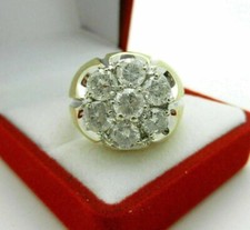1Ct Lab Created Diamond Men's Engagement Cluster Ring 14k Yellow Gold Plated