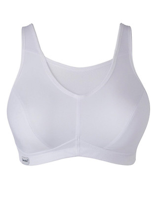 NWOT GLAMORISE WHITE SIZE 34I or 34J NO BOUNCE CAMISOLE WIRELESS SPORTS BRA 1066