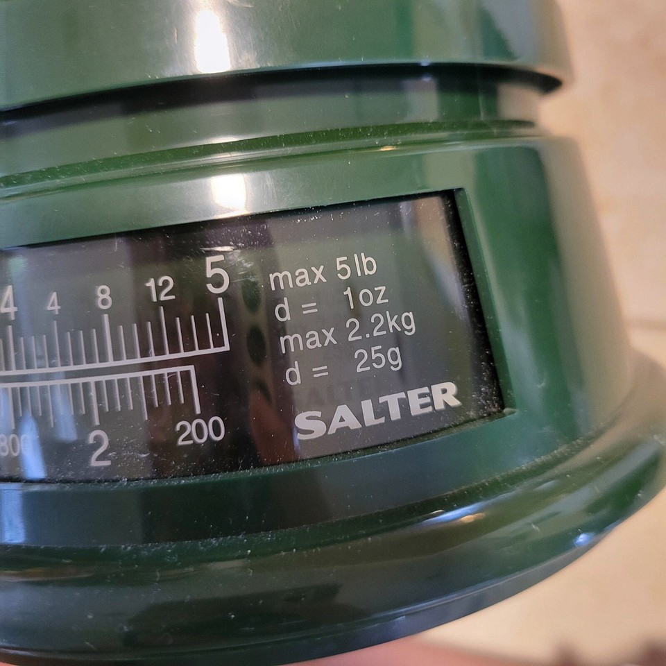 Vintage 5lb Salter Mechanical Kitchen Scale Green Plastic Round Base eBay