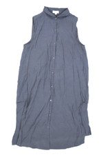 Umgee Womens Gray Button Front Sleeveless Collared Dress Small