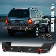 Steel Rear Bumper For 1999-2004 Jeep Grand Cherokee WJ With square Lights