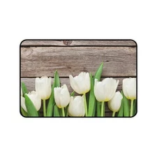White Tulips Desk Mat, Roses Mouse Pad, Tulips Desk Pad, Spring Home Decor