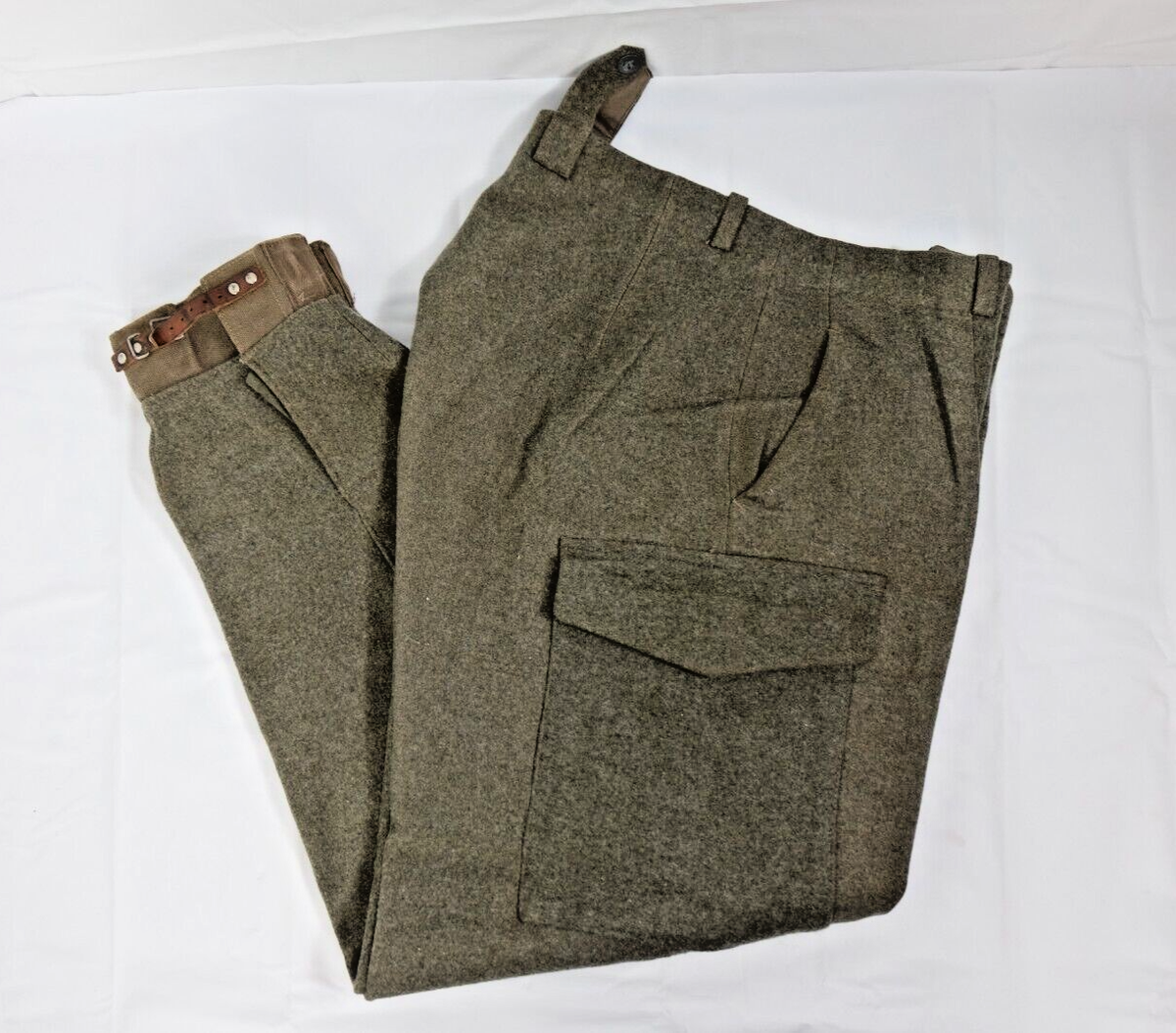 SWEDISH WWII N104K C52 Heavy Wool Cargo Pant (34x 31) Button Fly 