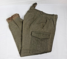 SWEDISH WWII N104K C52 Heavy Wool Cargo Pant 34x 31 Button Fly Green Military