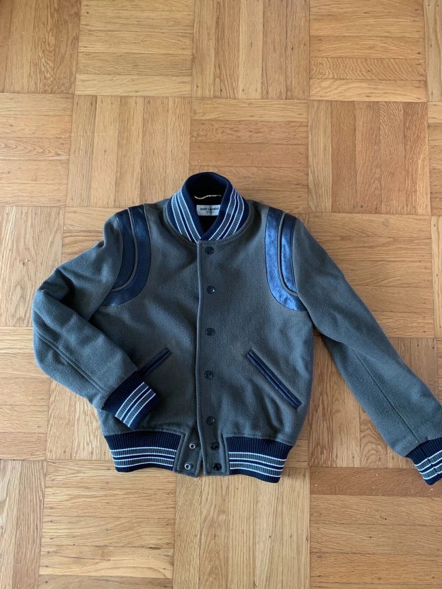 Saint Laurent Navy Teddy Bomber Jacket in Blue for Men