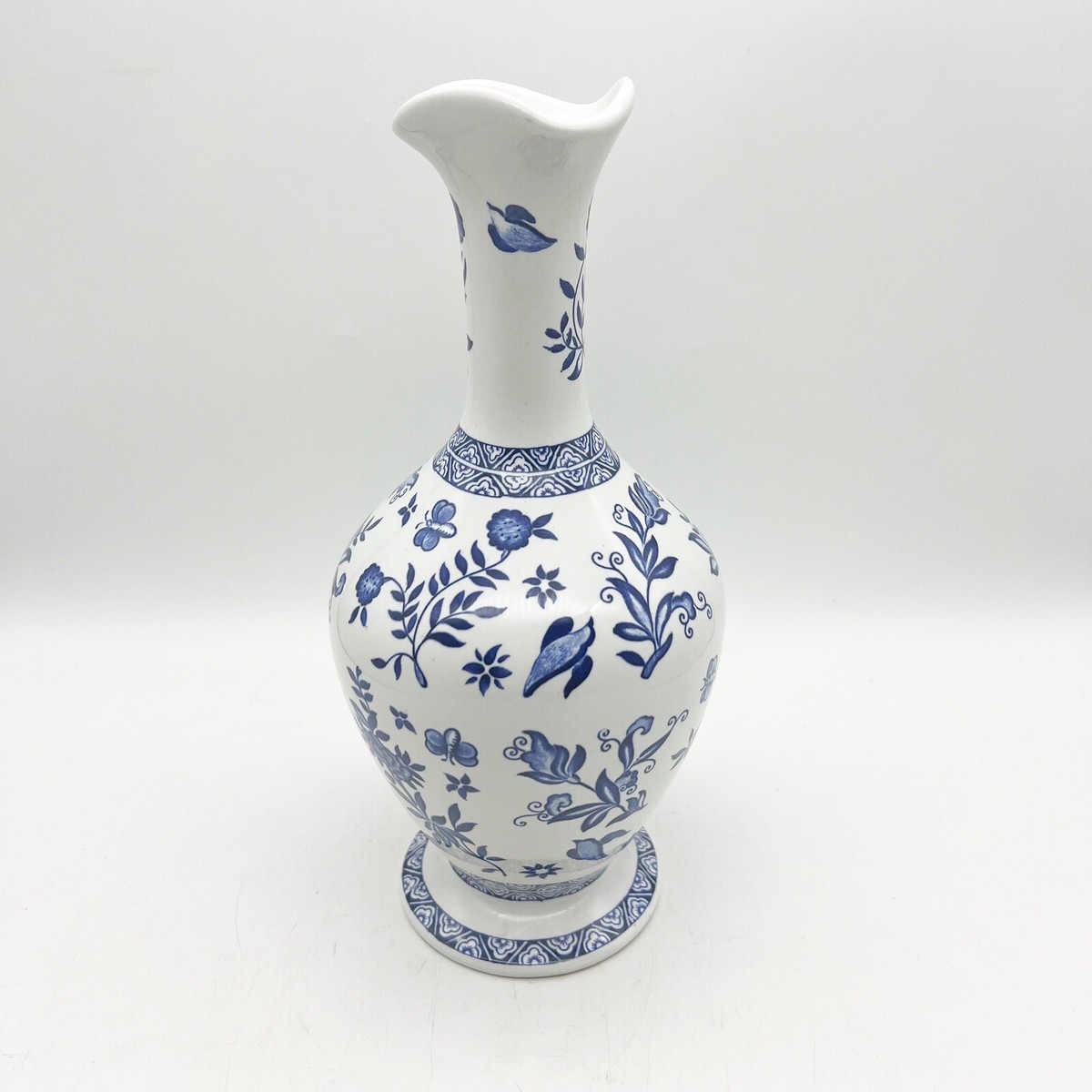 Coalport Limited Edition Blue And White 9.5” Porcelain Vase Hand