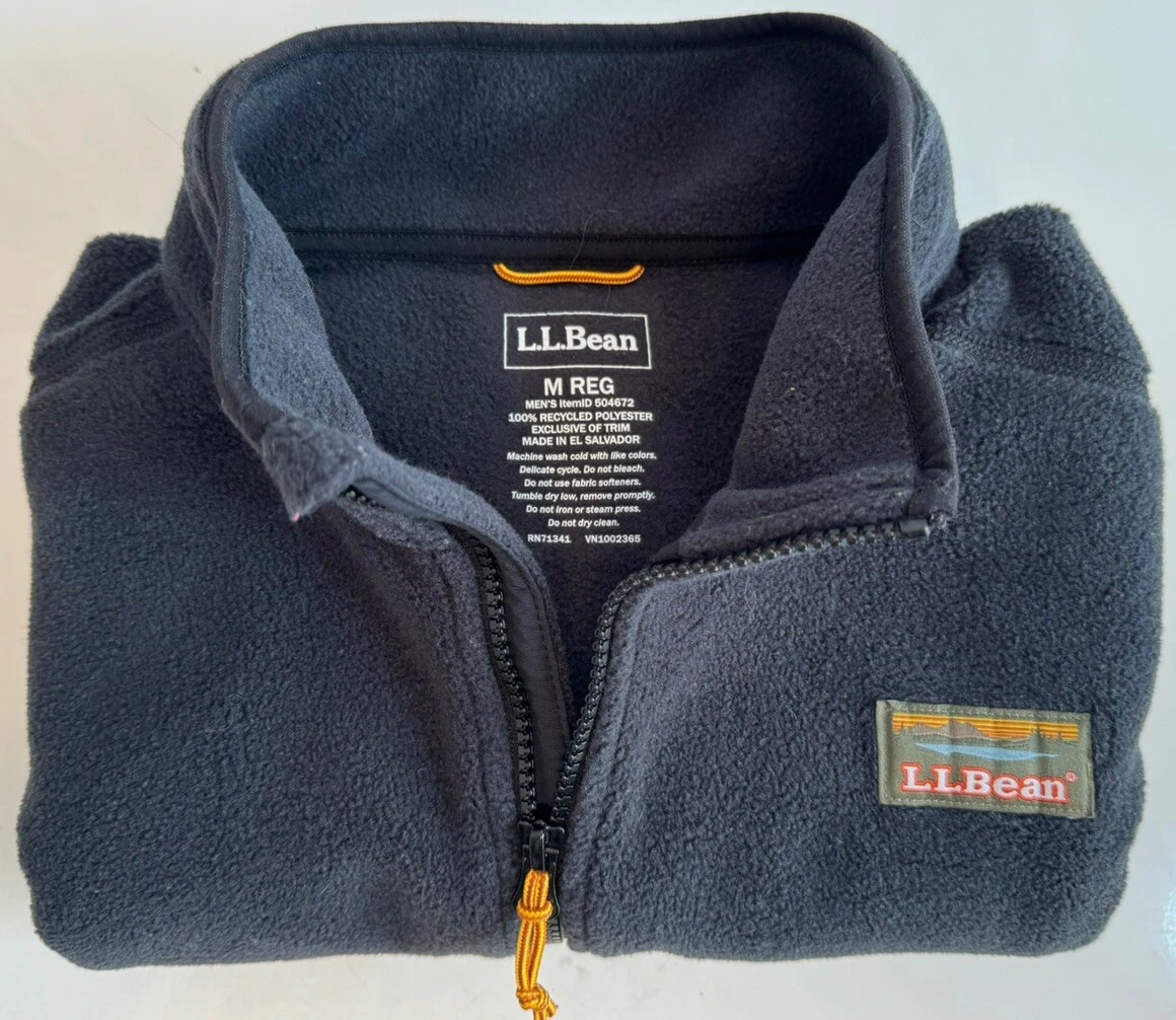 L.L Bean Sweater Fleece Vest Mens M Medium Regular Full Zip Blue Polyester