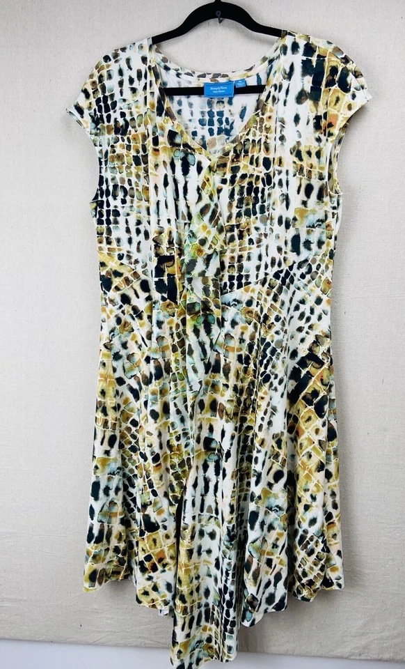 Vestido Simply Vera Wang XL Estampado Abstracto Ajuste Acampanado Fácil Estilo de Viaje Ventoso Foto 2 de 4