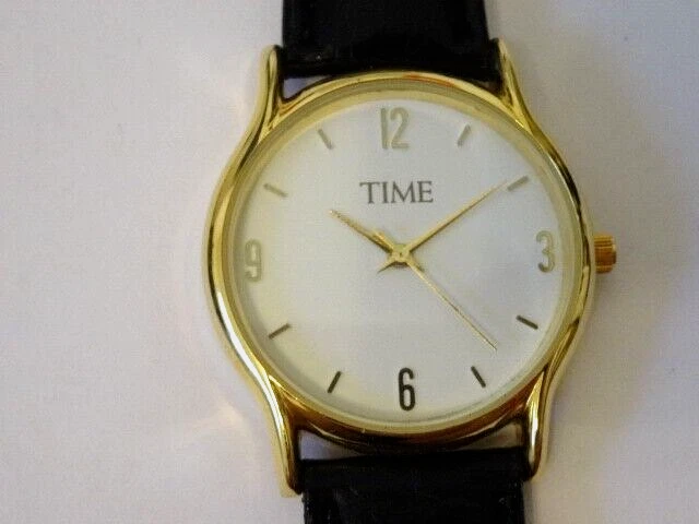 Vintage TIME Magazine Gold Tone Quartz Watch JAPAN MOVT Deadstock New Old Stock