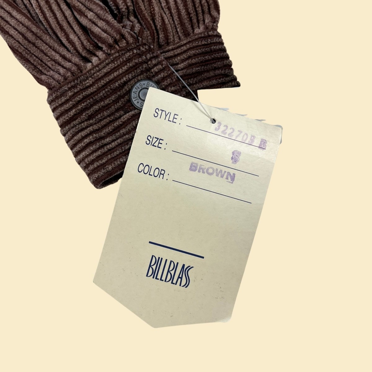 1980s Bill Blass corduroy jacket, size S NOS vintage 80s brown zip