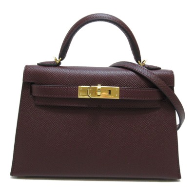 Sac à main bandoulière HERMES Mini Kelly II 20 cuir Epsom bordeaux