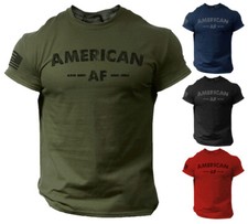 American AF Patriotic USA Flag T Shirt for Men Funny - Soft Style 100 Cotton