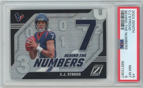2023 Zenith CJ Stroud Rookie Behind the Numbers Graded PSA 8 Texans RC #5