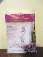 Dimensions 73075 "Sweet Floral" Stamped Pillowcases Pair For Embroidery New