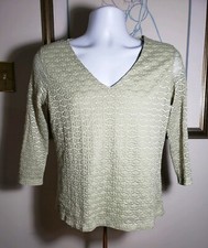 Sere Nade New York Large Green Shimmery Seethrew Long Sleeve Made in USA