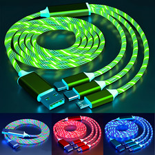 Cavo Ricarica Rapida Cellulare Luminoso 3 Porte in 1 USB C iPhone iOS Micro USB