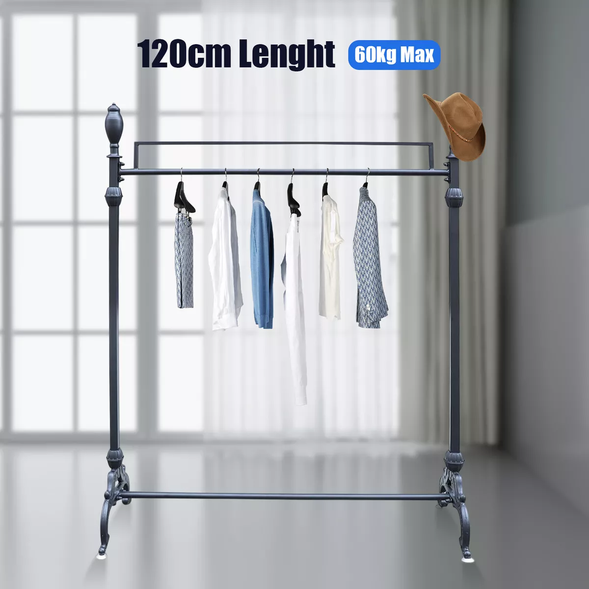 Clothes Rail Heavy Duty Metal Garment Holder Hanging Display Stand