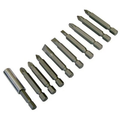 365-ONLINE 10 x 50mm MAGNETIC POZI PHILIPS SLOTTED POWER SCREWDRIVER BIT SET HOLDER