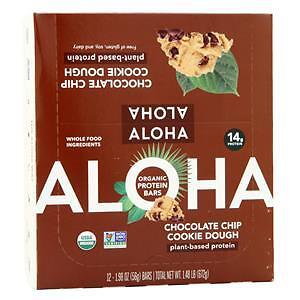 Органический протеиновый батончик Aloha - Тесто для печенья с шоколадной крошкой на растительной основе, 12 батончиков