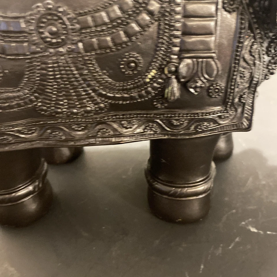 Black Vintage Resin Decorative Elephant Figurine. 9 In. (KP) - Image 4 of 4