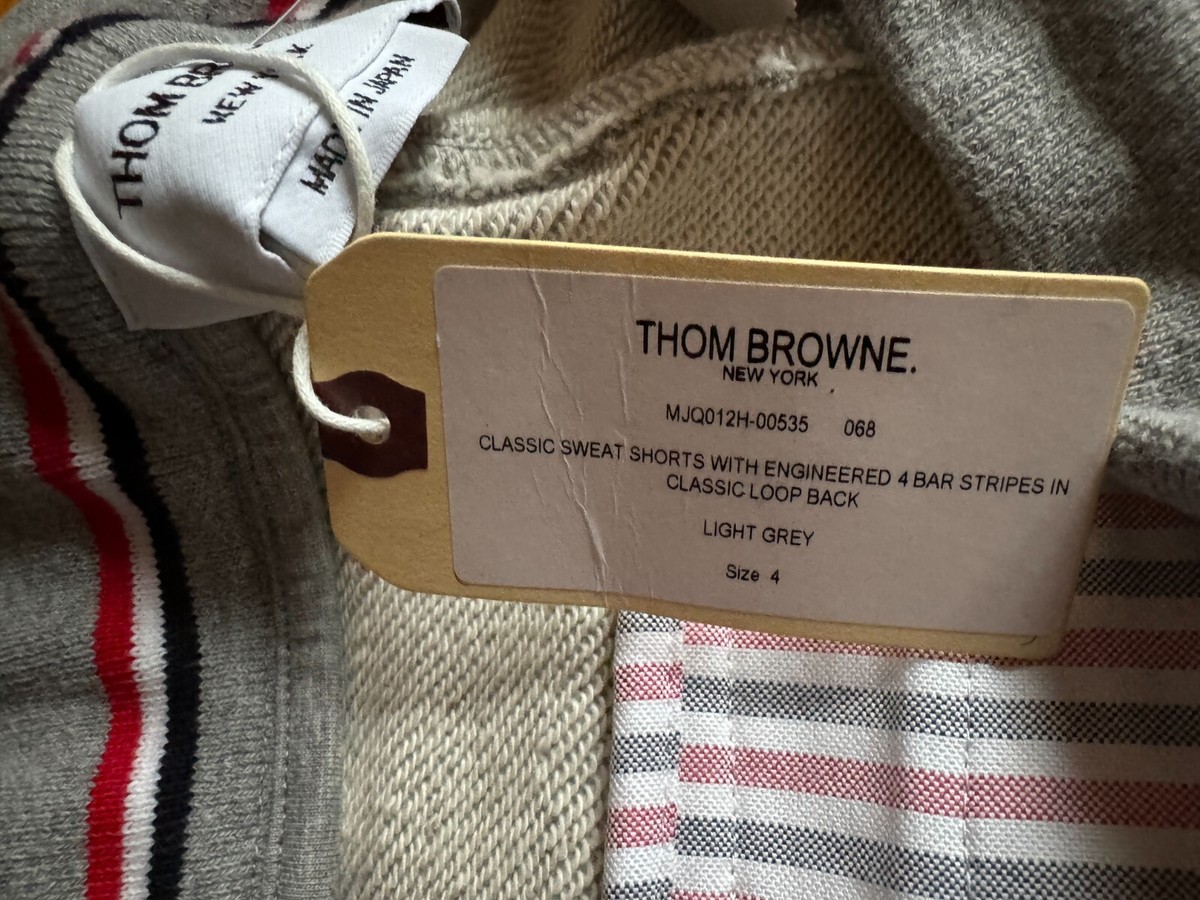New $675 Men Thom Browne New York Gray Sweat Shorts Size 4