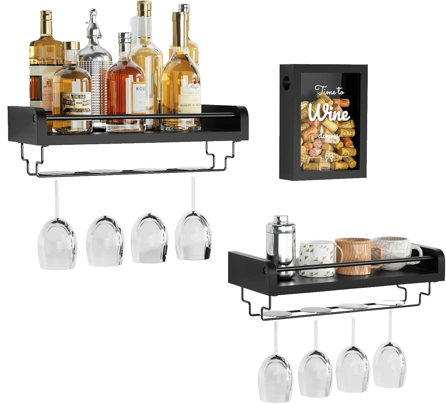 Parede de Vidro Prateleiras de Vinho e Porta-Garrafas