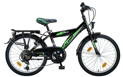 TALSON KINDERFAHRRAD 20" 6 GÄNGE SHIMANO 20 ZOLL FAHRRAD Schwarz-Grün MODELL TMU