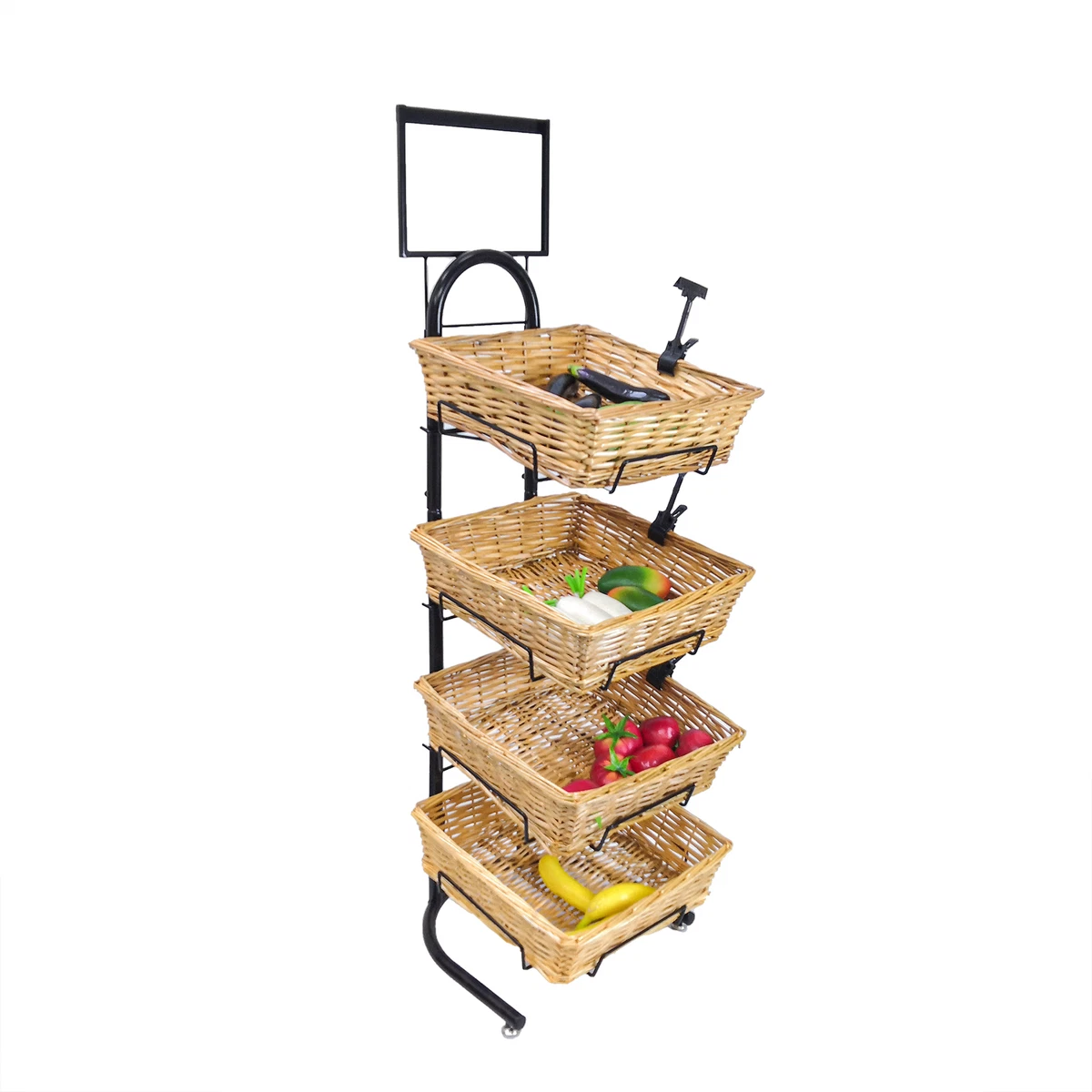 Bakers rack with wicker cheap baskets