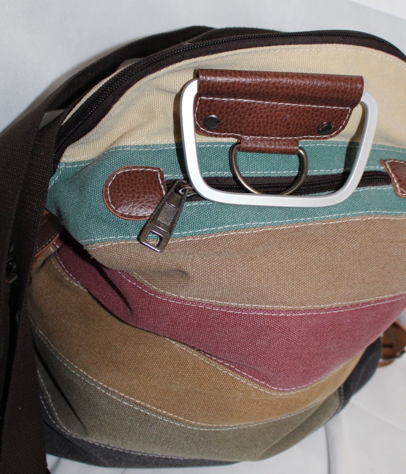 Multi Colored Striped Canvas Adjustable Handbag, … - image 6