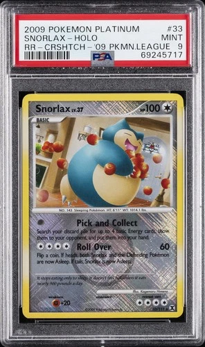 2009 POKEMON PLATINUM RISING RIVALS #33 SNORLAX-HOLO PSA 9