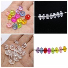100 Transparent Acrylic Faceted Rondelle Beads 6X10mm Spacer Colour and Clear