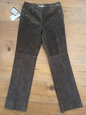 Clio Brown Suede Leather Pants real genuine leather