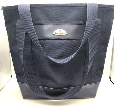 Samsonite Yacht Tote Boat Bag Navy Blue Pocket Vintage Foldable 16x14x6''