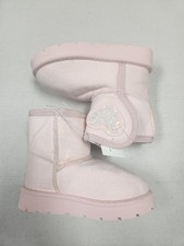 Falls Creek Girls Fashion Shearling Low Style Boot Pink Size 8 with Heart