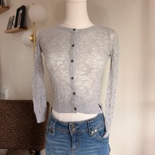 Abercrombie Kids Cardigan Size L Gray Open Stitch Knit Sweater