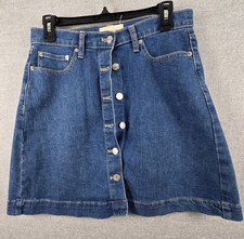GAP Denim Mini Jean Skirt Size 8 Button Front Pockets Stretch Preppy Retro Y2K