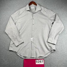 Calvin Klein Slim Non Iron Shirt Gray Geometric Button Up Long Sleeve XL NEW NWT