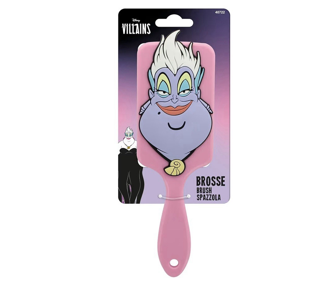 Brosse démêlante 3D Ursula Disney pour cheveux d'enfants à poils flexibles violets