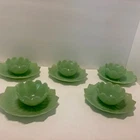 Vintage Fire King Jade Jadeite Glass Lotus Leaf & Blossom  8 Plates 5 Bowls