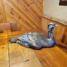 Casey Edwards Wood Carving Hen Turkey Decoy Breeding Posture Vintage Duck Decoy 