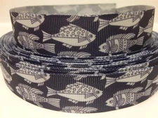 Grosgrain Ribbon Fish Deep Sea Fishing Rod Reel Boat Jig Sinker Ship Ocean  7/8"