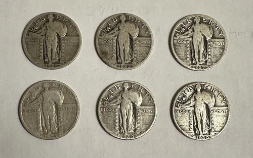 ***Consecutive Set of 6 Standing Liberty Quarters*** (1925 to 1930)